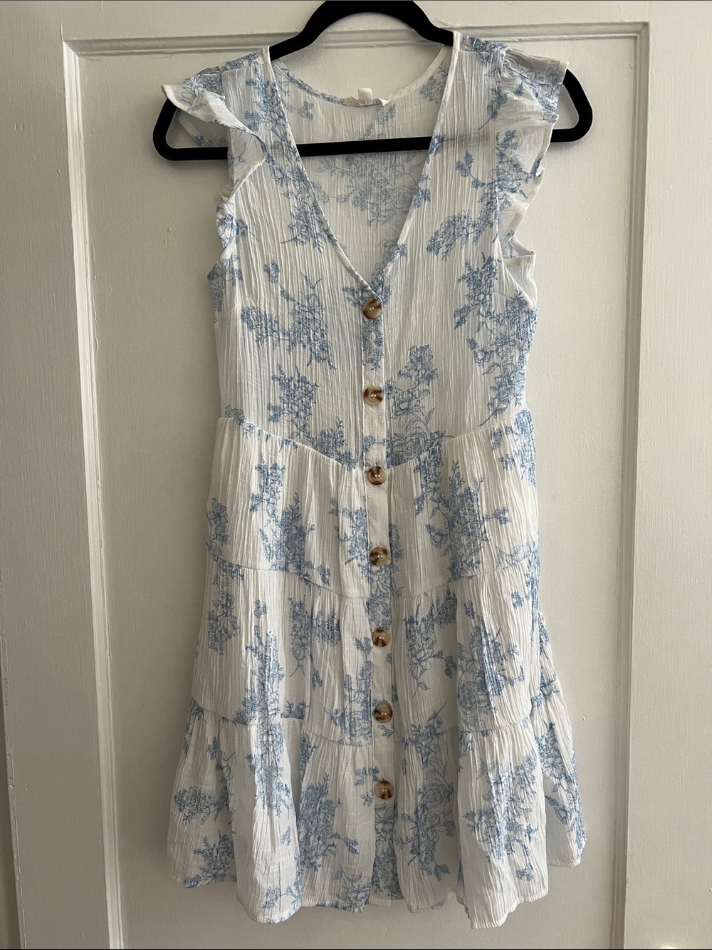 Blu Pepper White Dress with Light Blue Floral Print